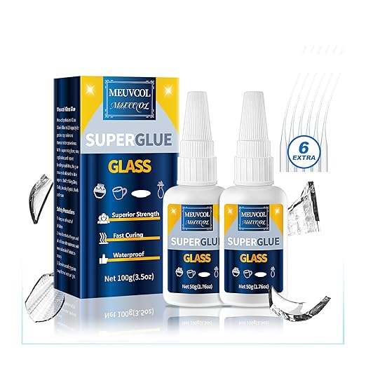 Glass Glue, 100g Ultra Strong Clear, Waterproof & Fast Super Glue, Curing Adhesive for Glass Repair, Mirror, Crystal, Jewelry, Crafts,Plastic Models