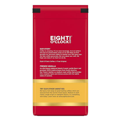 Eight O'Clock Coffee French Vanilla Ground Coffee, Medium Roast, 11 Ounce (Pack of 6) - Smooth & Aromatic
