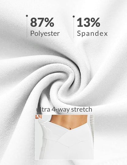 baleaf Women's V Crossover Flare Leggings with Pockets Yoga Pants High Waist Casual Workout Gym Bell Bottom Leggings