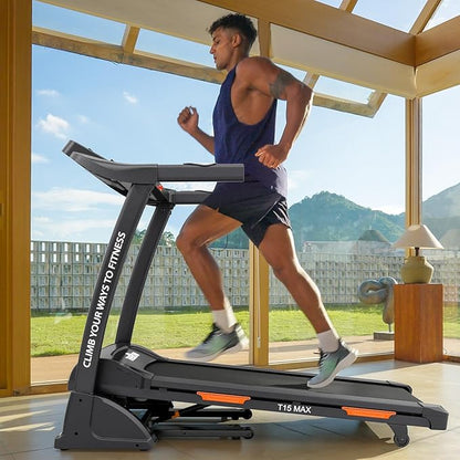 THERUN Incline Treadmill for Running and Walking, 300 lbs Weight Capacity Folding Treadmill with 0-15% Auto Incline, Wide Belt, 3.5HP, App, Heart Rate