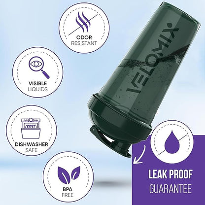 '-2 Pack- 28 oz Protein Shaker Bottles for Protein Mixes - 2x Wire Whisk | Leak Proof Shaker Cups for Protein Shakes | Protein Shaker Bottle Pack | Shakers for Protein Shakes-Green&Orange