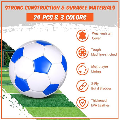 Jenaai 24 Pcs Operation Christmas Deflated Soccer Balls with Pump Bulk Official Size Soccer Ball for Teen Adult Kid Indoor Outdoor Outside Sport Training Party Gift Christian Charity Donation