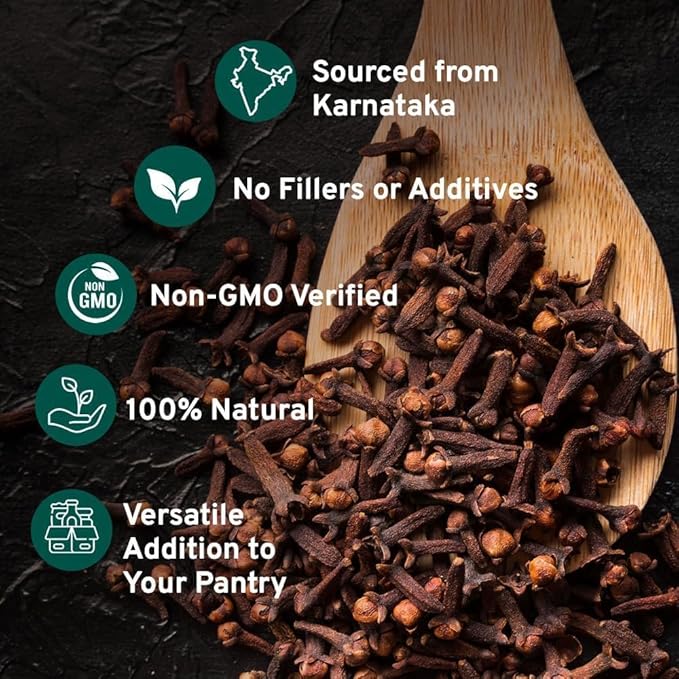 HANDPICK Organic Cloves Whole (2.3oz, 65g) Premium Cloves from South India | Packed in a Resealable Zip Lock Pouch | Perfect for Cooking, Smoothies, Pomander Balls & Tea
