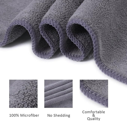 JML Microfiber Towels, Beach Towel Sets (6 Pack, 27" x 55") - Extra Absorbent, Fast Drying, Multipurpose for Bath, Swimming, Fitness, Sports, Yoga, Grey/Pink/Purple
