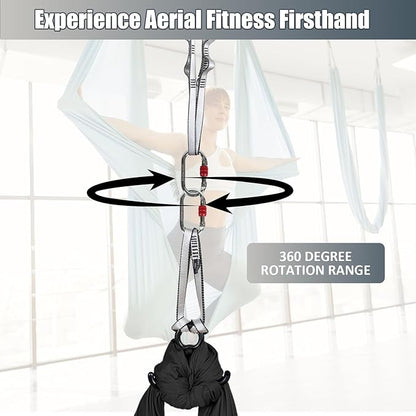 Aerial Silks Kit & Aerial Yoga Hammock - 11Yd Premium Fabric Hardware - Easy Setup for Flying Yoga, Aerial Swing & Fitness - Supports Up to 14ft Rigging
