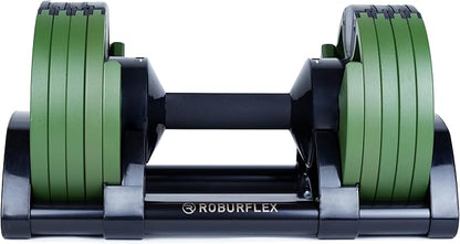 Adjustable Dumbbell (Single) by ROBURFLEX for Workout Strength Training Fitness Home Gym