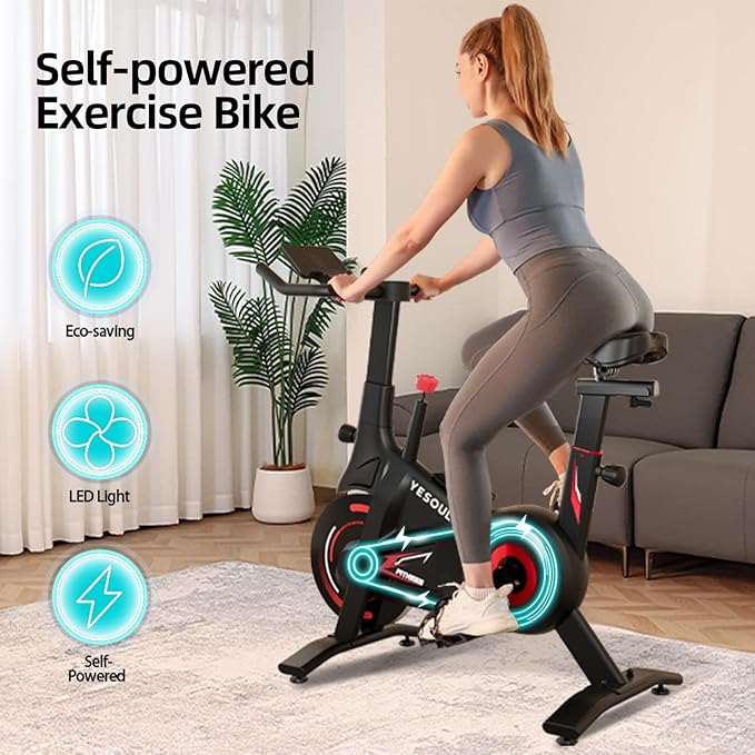 Yesoul Black Exercise Bike for Home,Smart White Cycling Bike Magnetic Stationary Bike, Low Noise Indoor Cycling Bike for Home Gym Electric Stationary Bike with Tablet Mount & Comfortable Seat Cushion for Women Apartment Workout Bike for Fitness