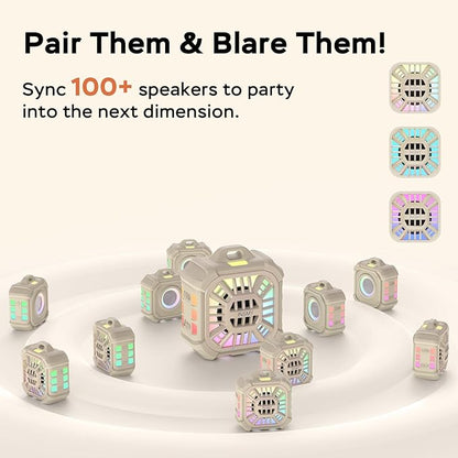 INSMY Shower Bluetooth Speaker, IP67 Waterproof Portable Small Multi Sync 100+ Speakers, Big Volume Booming Bass, 24H Playtime/Floatable/RGB Lights for Outdoor/Kayak/Beach/Golf (Khaki)