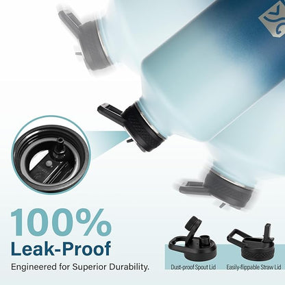 1 Gallon Water Bottle Insulated | Thickened Stainless Steel Vacuum Metal Water Jug | Portable Sports Large for Gym and Hiking with Straw, Carrier Bag, Handle Strap | BPA-Free 128 oz