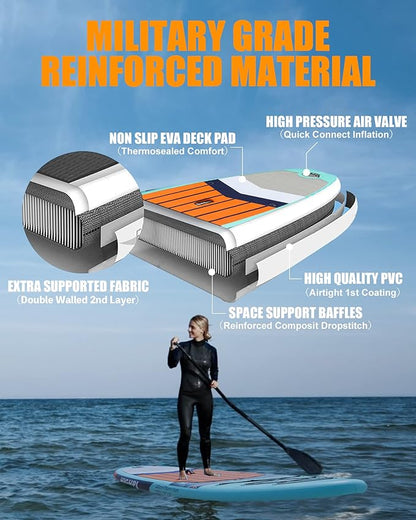 Highpi Inflatable Stand Up Paddle Board for Youth and Adults – Wide Sup with Premium Accessories, Blow Up Paddleboard for Surfing, Fishing, Yoga & More