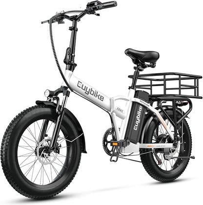 1000W Folding Electric Bike, 48V 20AH Large Removable Battery E Bike, 30+MPH, 80 Miles Max Range, 20" Fat Tire Electric Bike for Adults, Adult Electric Bicycles for Commute Beach Snow