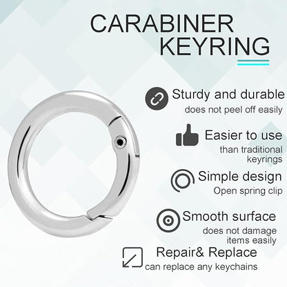 10 Pack 3/4 Inch Trigger Spring O Rings, Metal Round Carabiner Clip Snap Hook, Spring Keyring Buckles for Replacement Purse Strap, Paracord Lanyard Clips, Keychain Rings Hardware DIY Crafts Making