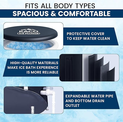 Ice Plunge Tub – Large Insulated Ice Bath for Cold Water Therapy – 100 Gallon Portable Ice Barrel for Athletes, Recovery & Wellness – Durable PVC, Easy Setup, Leakproof & Spacious