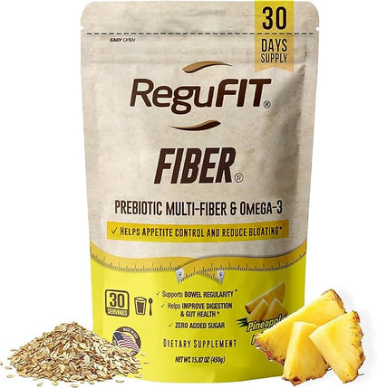 Fiber Powder to Supports Bloating Relief & Gut Health, Helps Maintain Regularity, Prebiotic, Superfood, Omega-3 ALA, Pineapple Flavor, 30 svgs