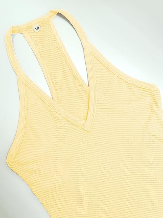iGENJUN Workout Tops for Women Racerback Basic Tank Summer 2025 Camisole V Neck Slim Fit Ribbed Sleeveless