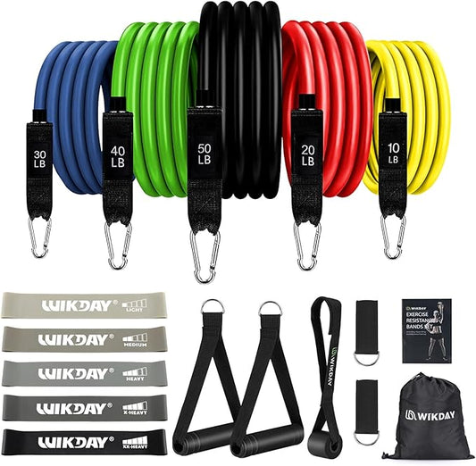 Exercise Resistance Bands with Handles for Working Out, 150/200/250/300 lbs Workout Bands Set with Door Anchor for Physical Therapy, Yoga, Pilates