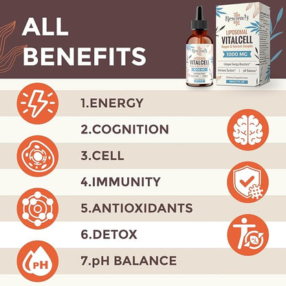 13-in-1 Liquid Oxygen & Nutrient Supplement for Energy, Altitude Support, Performance, Antioxidant, Immune, Fatigue & Detox, Liposomal for High Absorption, pH Balance, Organic, Gluten Free, 2 Fl Oz