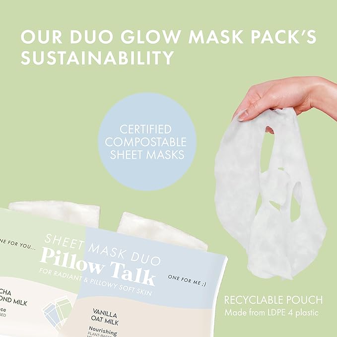ESW Beauty Pillow Talk Face Mask Duo – Soothing & Nourishing Skincare Set – Includes Matcha Almond Milk & Vanilla Oat Milk – Vegan, Cruelty-Free, Clean Skincare for Radiant, Calm Skin
