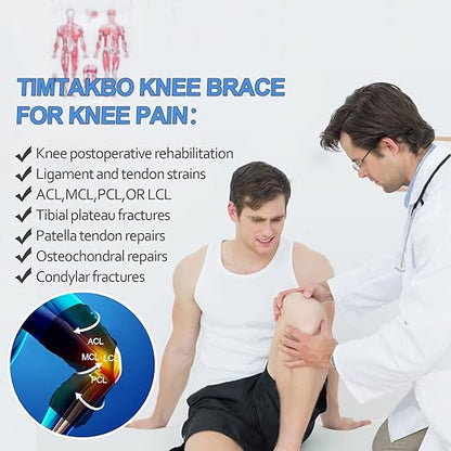 16inch Tall Hinged Knee Brace with Full Support,4 Compression Straps, 2 Metal Stabilizers,Breathe Air Spacer Drytex Wrap for Knee Pain Relief,ACL,Arthritis,Meniscus(M fit Upper 20-23"/Lower 15-17")