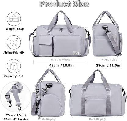 FIORETTO Women's Gym Duffle Bag with Shoes Compartment, 37L Capacity, Ideal for Travel, Gym, Sports, Duffel, Weekender