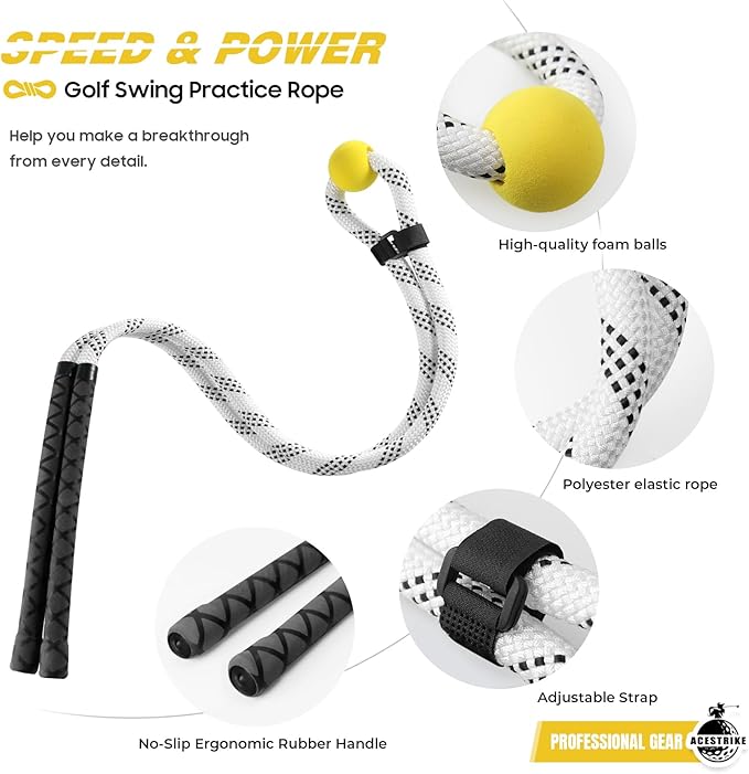 Golf Rope Swing Trainer, Golf Tyro Posture Corrector Professional Golf Training Aid, Master Tempo Golf Warm-Up Practice Equipment with Weighted Ball for Golfers of All Levels