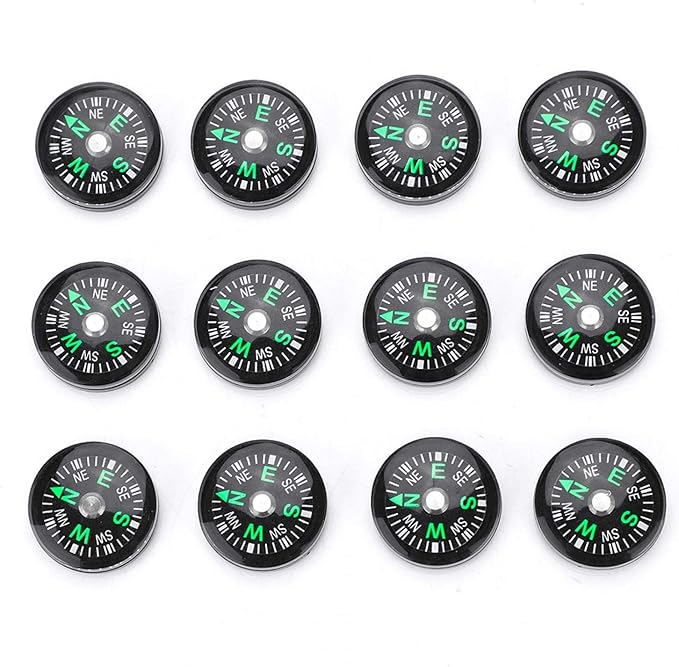 12 Pcs Button Compass 20mm Mini