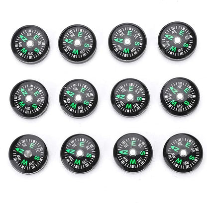 12 Pcs Button Compass 20mm Mini