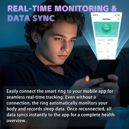 Fitness Tracker Ring for Men Women – Smart Ring with Heart Rate, SpO2, Blood Pressure, Sleep Monitoring, Step & Calorie Counter, 5ATM Waterproof, No Subscription Fee (Black, 11)
