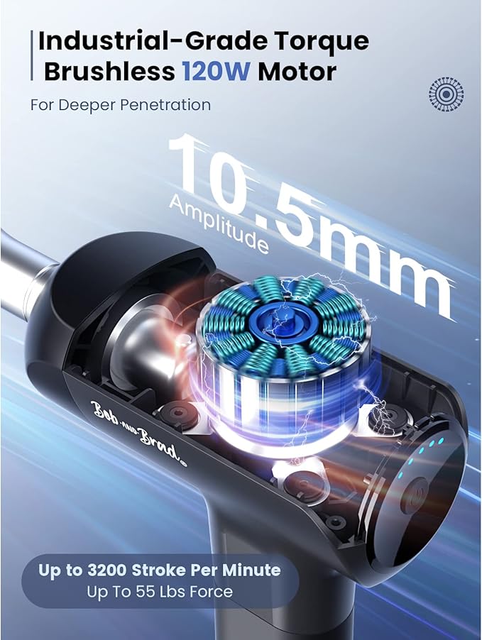BOB AND BRAD X6 Pro Massage Gun Deep Tissue Percussion with Metal Head Therapy, Professional Muscle Massage Gun for Athletes, Electric Massager Gun for Pain Relief