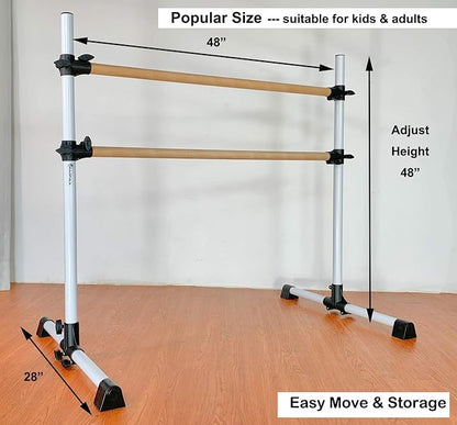 4 Ft Portable Wood Ballet Barre Ballet Bar Dance Barre Freestanding with Carry Bag