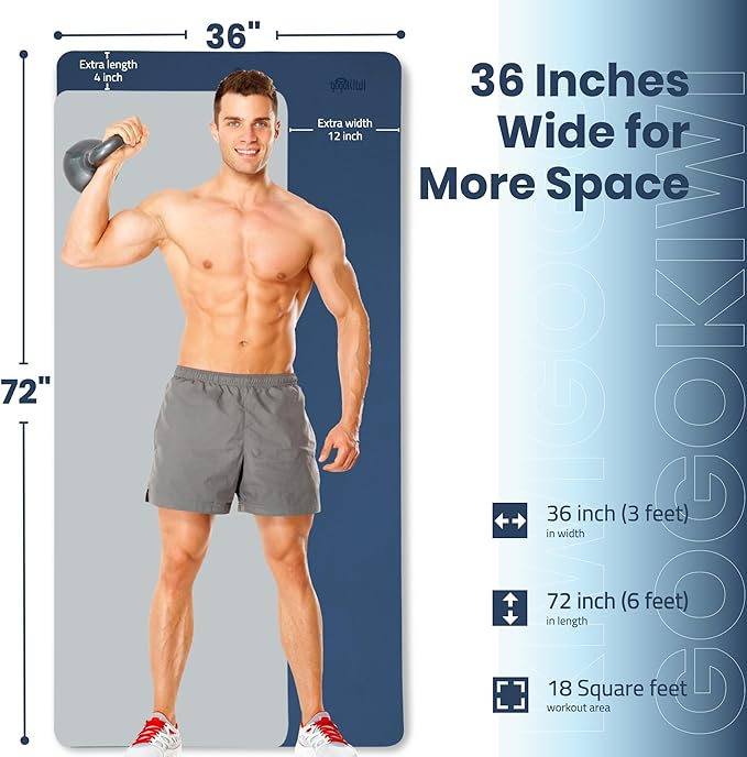 Extra Wide Yoga Mat for Men Women (72"L x 36"W) Non Slip Fitness & Exercise Mat with Alignment Marks for Yoga, Pilates, Floor Workouts