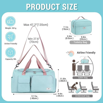 FIORETTO Women's Gym Duffle Bag with Shoes Compartment, 37L Capacity, Ideal for Travel, Gym, Sports, Duffel, Weekender
