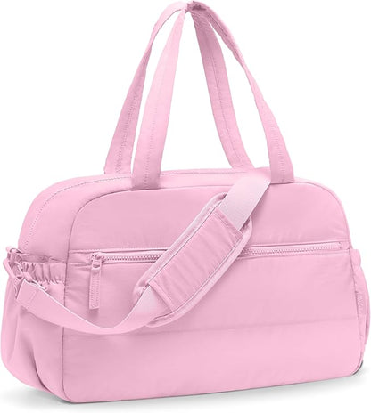 Gym Bag for Women, Travel Duffle Bags with Wet Pocket, Lightweight Carry on Bag Overnight Weekender Duffel Bag, Water Resistant (Bright Pink)