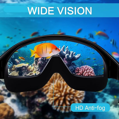 Kanayu 6 Pieces Swimming Goggles Wide View No Leaking Anti Fog Adult Swim Goggles with Earplugs Nose Clip for Adult Men Women