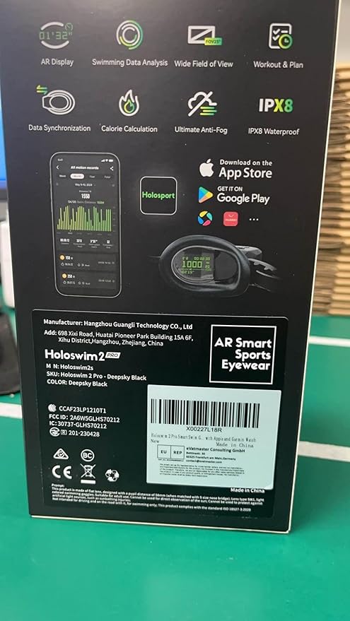 Holoswim Smart Swim 2 Pro Swimming Goggles, Real-time Display, AI Analysis, Pro Training, Nano Anti-Fog, Apple Garmin Support