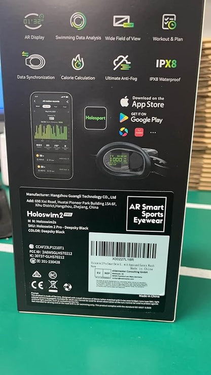 Holoswim Smart Swim 2 Pro Swimming Goggles, Real-time Display, AI Analysis, Pro Training, Nano Anti-Fog, Apple Garmin Support