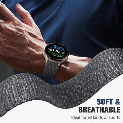 18mm 20mm 22mm Hook and Loop Watch Band Compatible with Garmin Vivoactive 5/ Vivoactive 6/ Vivoactive 3, Soft Nylon Breathable Sport Strap for Venu 2S/ Venu3S/ Forerunner 265s,Venu 3/ Venu 2 Men Women