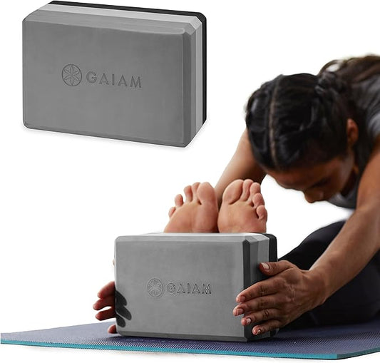 Gaiam Yoga Block - Supportive Latex-Free Eva Foam - Soft Non-Slip Surface with Beveled Edges for Yoga, Pilates, Meditation - Yoga Accessories for Stability, Balance, Deepen Stretches