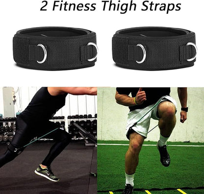 2Pcs Fitness Thigh Straps Soft Neoprene Padded Fitness Leg Exercise Attachment Adjustable Thigh Resistance Belt for Machines Gym Workout Speed Exercise Taekwondo Football Running