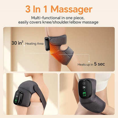 Foot Massager with Heat, Knee Shoulder Elbow 3 in 1 Feet Massager, Heated Knee Massager, Shoulder Massager with Heat Vibration, 210 mins Battery, Cordless Portable, Touchscreen Control