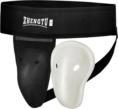 Groin Protector Cup Kickboxing Boxing Muaythai MMA Groin Guard, Jockstrap Karate Training, BJJ Protection, Soccer, Basketball Removable TPE Cup with Silicone Cushioning