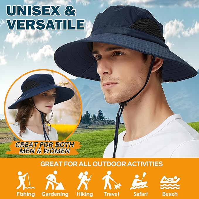 EINSKEY Wide Brim Sun Hat, UPF 50+ UV Protection Waterproof Packable Bucket Hat for Men & Women, Fishing Hiking Beach Garden