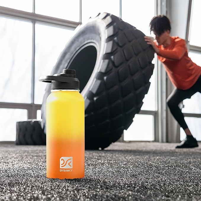 32 oz Insulated Water Bottle | Thickened Stainless Steel Vacuum Metal | Portable Sports Water Jug for Gym and Hiking with Straw, Carrier Bag, Handle Strap | BPA-Free 32 oz