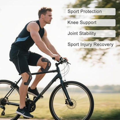 10 Pcs Precut Kinesiology Tape for Knees,Kinesiology Ankle Tape,Waterproof Elastic Knee Kinetic Tape,Breathable Latex-Free Tape for Knee Support and Stability,Pain Relief(Black)