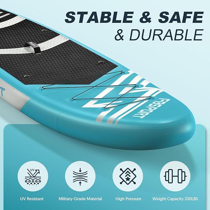 FBSPORT 11' Premium Stand Up Paddle Board, Yoga Board with Durable SUP Accessories & Carry Bag | Wide Stance, Surf Control, Non-Slip Deck, Leash, Paddle and Pump for Youth & Adult