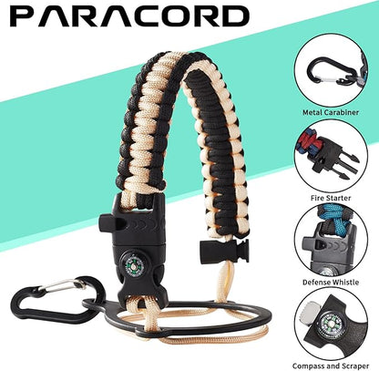 40oz Insulated Water Bottle - w/Straw Spout Lid, Bottle Holder with Strap, Paracord Handle, Protective Bottom Boot, Stainless Steel Metal Thermo Jug Flask Cold 48h & Hot 24h, Cream White