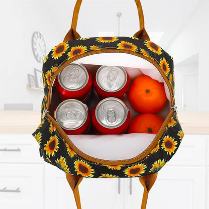 FlowFly Insulated Lunch Cooler Bag - Tote Bag Organizer for Women/Men, SunFlower