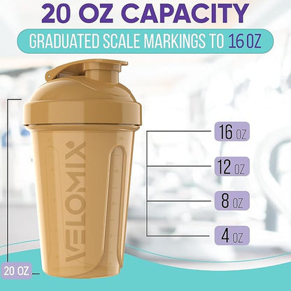 '-6 PACK- 20 OZ Protein Shaker Bottles for Protein Mixes, Shaker Cups for Protein Shakes, Small Shaker Bottle Pack, Shaker Cup, Shakers for protein Shakes (Midnight Clay - 6 Pack)