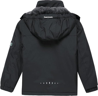 Keevoom Boys Winter Coat Ski Jacket Windproof Kids Snowboard Warm Fleece Snow Coat Waterproof Outdoor Hooded Ski Coats