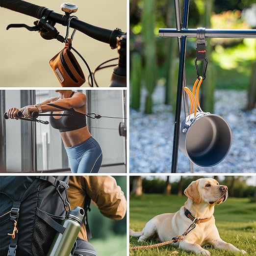 KINLINK 20 Pack Black Carabiner Clip, 3.54 inch Heavy Duty Spring Snap Hook, Caribeener Clips for Camping, Hiking, Travel, Fishing, Quick Link Keychain, Water Bottle, Backpack